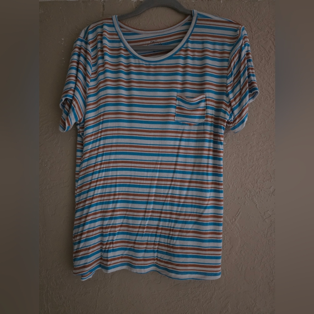 Rue21 Striped Tee - Blue, White, and Brown